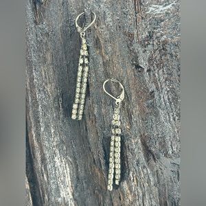 Dark Gray Rhinestone Fashion Dangle Earrings